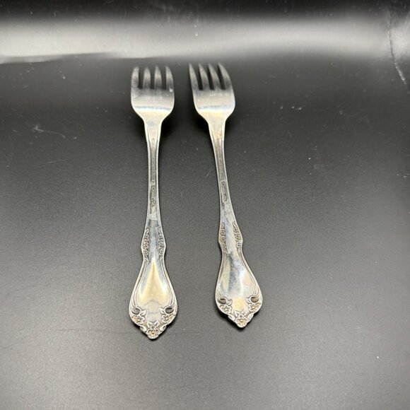 Oneida Mansfield Place Silverware Set of 2 Dinner Forks Vintage Floral Design - Picture 2 of 5